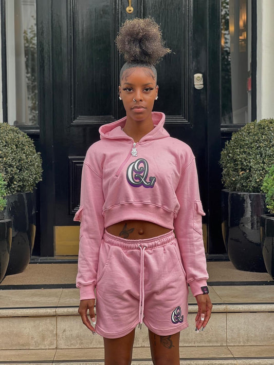 Pink Barbie Cropped Cargo Hoodie