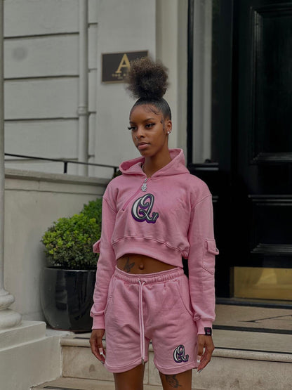 Pink Barbie Cropped Cargo Hoodie